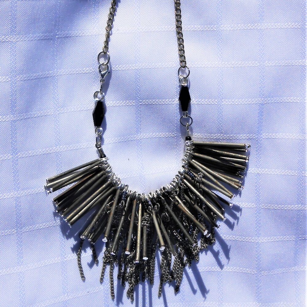 No1208 Handmade necklace with glass and crystals beads and antique pieces